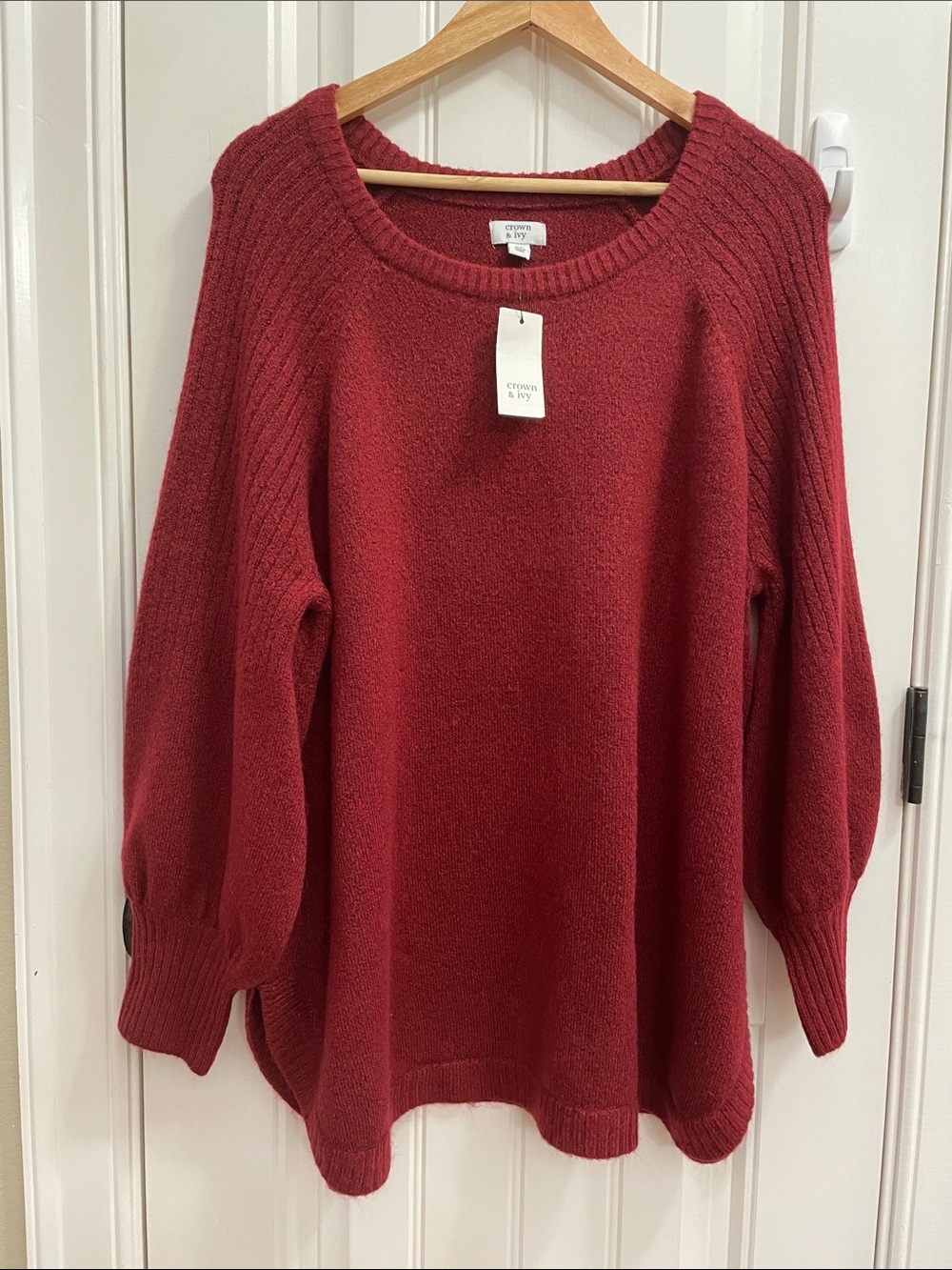 crown & ivy cranberry crewneck sweater 2X